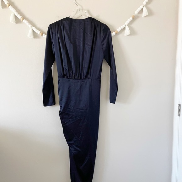 NEW Veronica Beard Cameri Dress Ruched Sheen Silk Asymmetric Navy Women's Size 0 - Picture 10 of 11